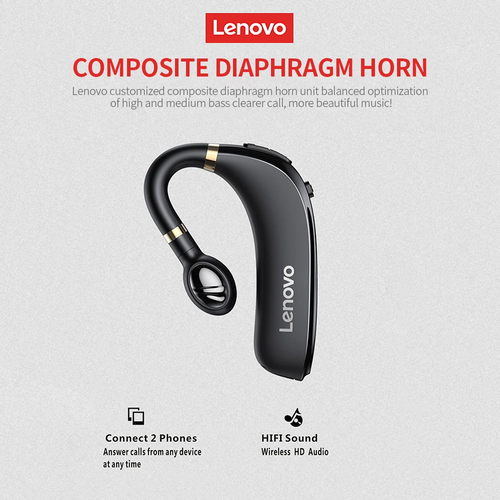 Беспроводные наушники Lenovo HX106 с ушным крючком вкладыши двойным шумоподавлением