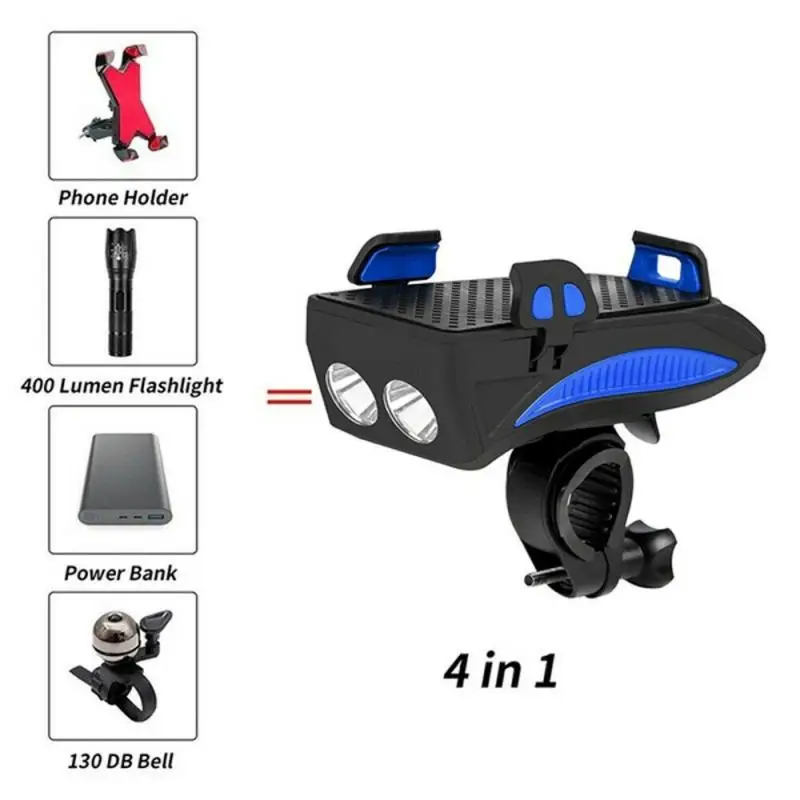 4 In 1 Multi-function 2000/4000mA Cycling FlashLight USB Rechargeable LED Bike Head Lamp Horn Phone Holder | Спорт и развлечения