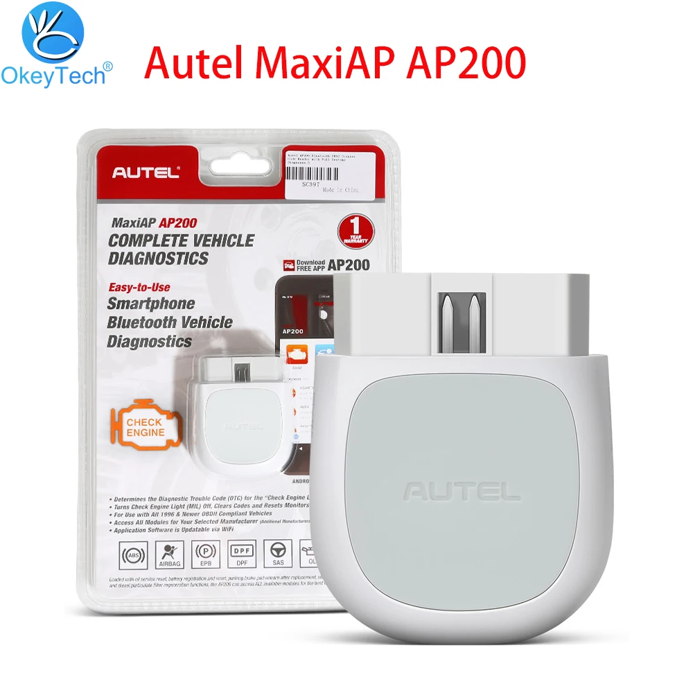 Autel MaxiAP AP200 Bluetooth Obd2 Scanner Code Reader Full System Diagnoses AutoVIN TPMS IMMO Service For Family DIYers Of MK808