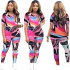 Спортивный костюм женский из двух предметов, с геометрическим принтом