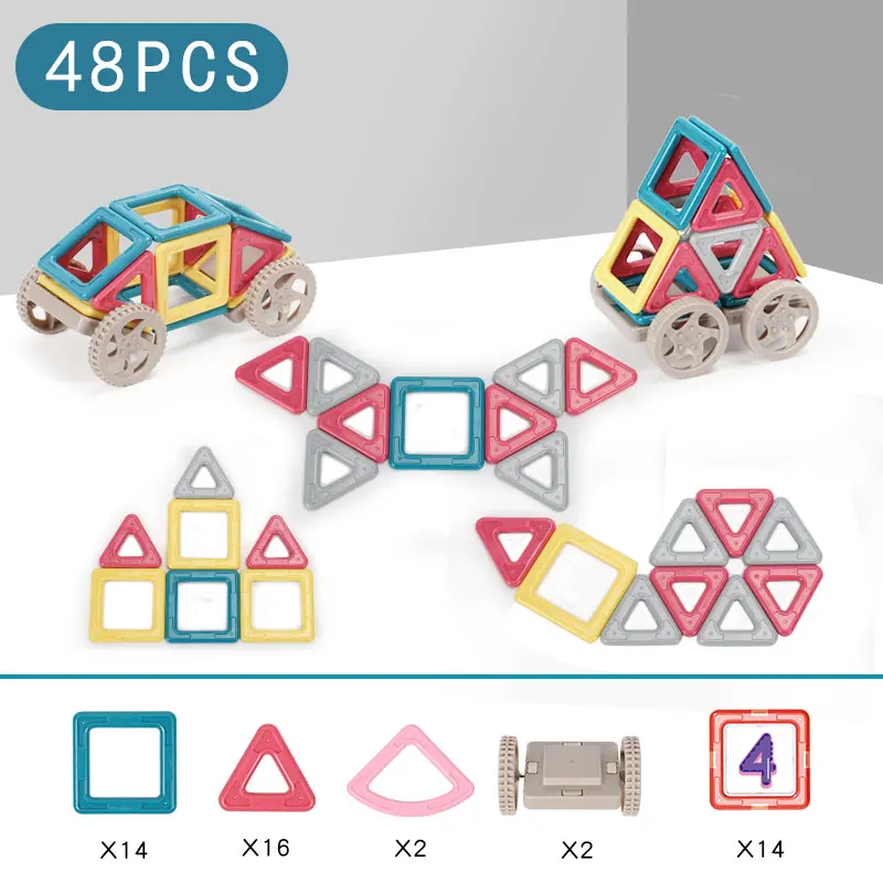 PX957A 48PCS Новинка, цветные магнитные блоки макарон, игрушки для детей, магнитные строительные блоки, набор, дизайнерские развивающие кирпичи, магнитные игрушки - Цвет: PX957A 48PCS