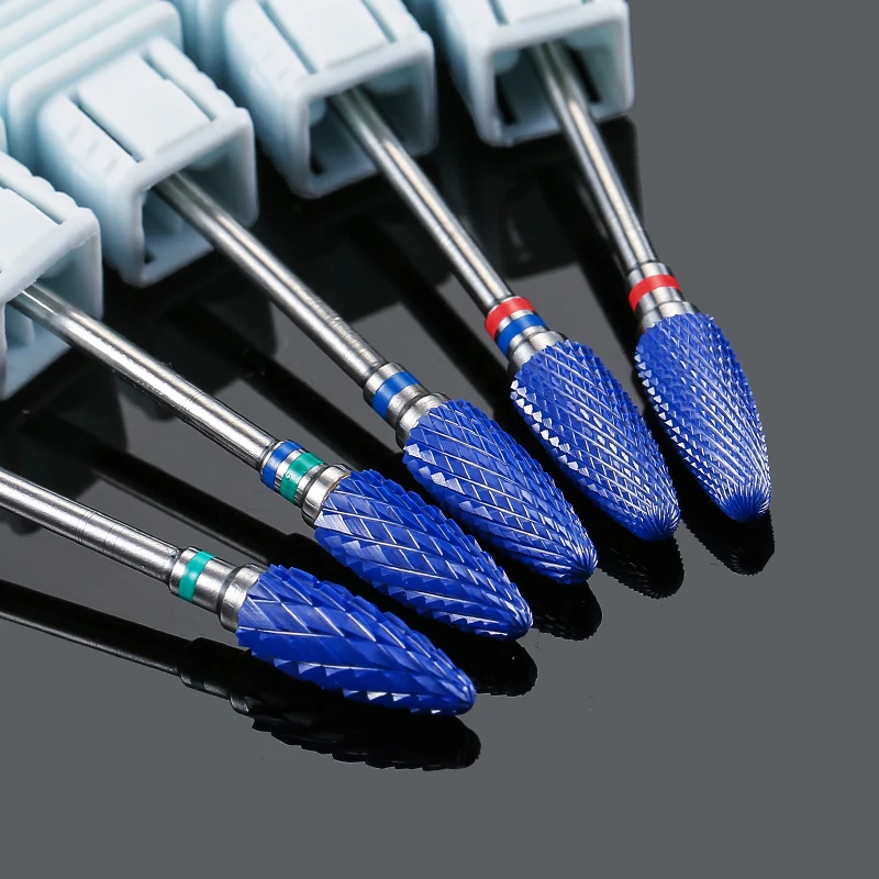 1 шт. синие керамические фрезы для ногтей электрические цилиндрические