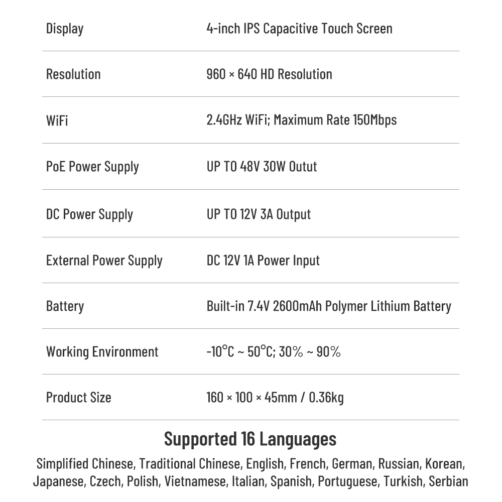 4-дюймовый мини-монитор IP-камеры 8K H.265 основной поток тестирования AHD CVI TVI CCTV -