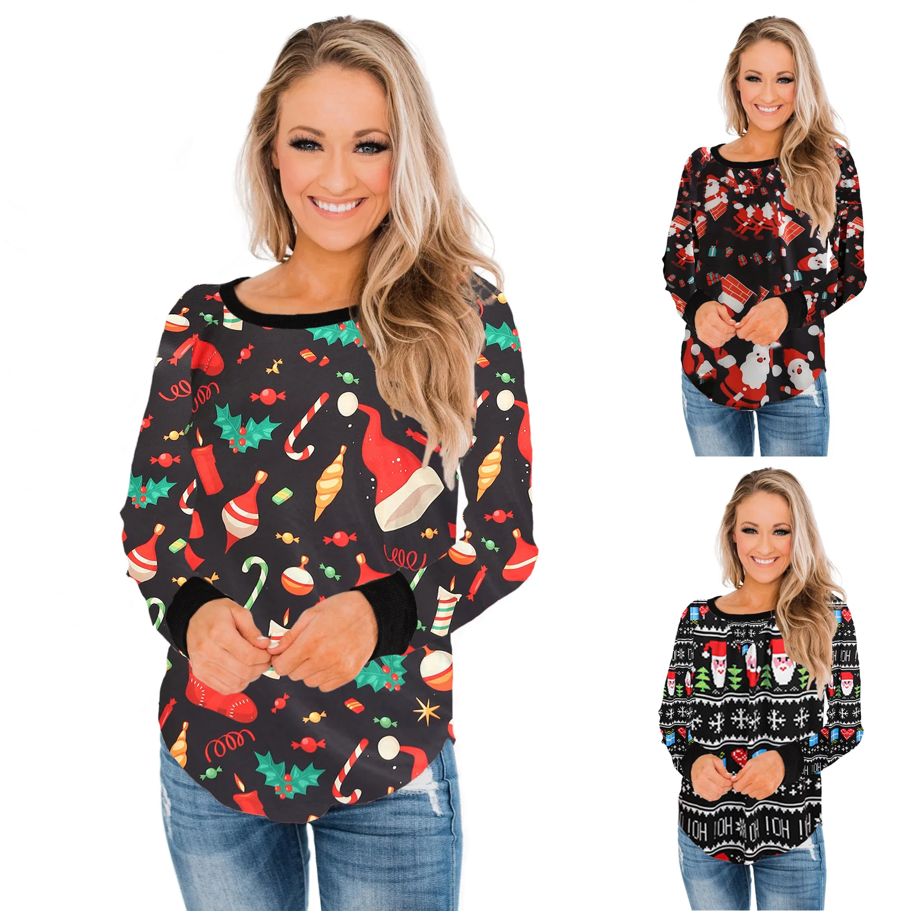 Новинка осени 2020 женская футболка с рождественским принтом хит продаж топ