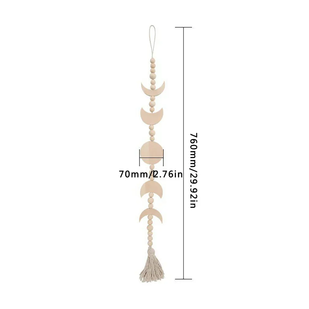 

Moon Phase Wall Hanging Wood Beaded Moon Garland With Woven Tassel Hanging Window Decorative Wall Art Ornaments