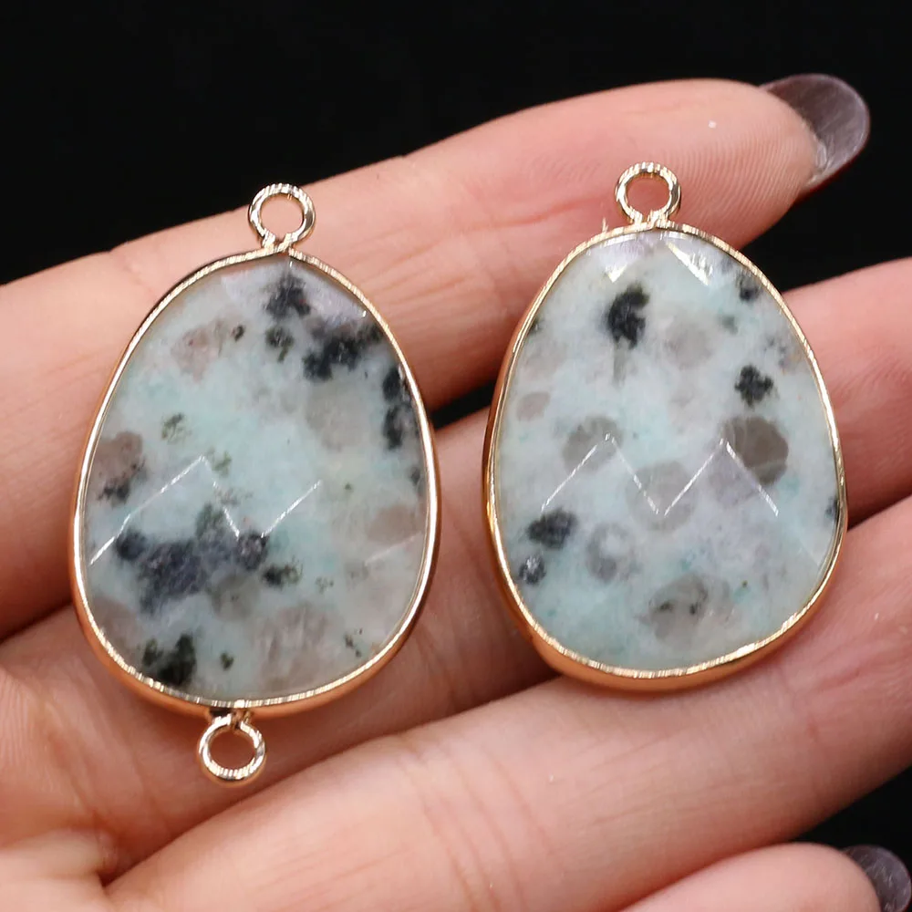 

Natural Semi-precious Stone Pendant Connector Flash Labradorite DIY Jewelry Making Necklace Bracelet Gift