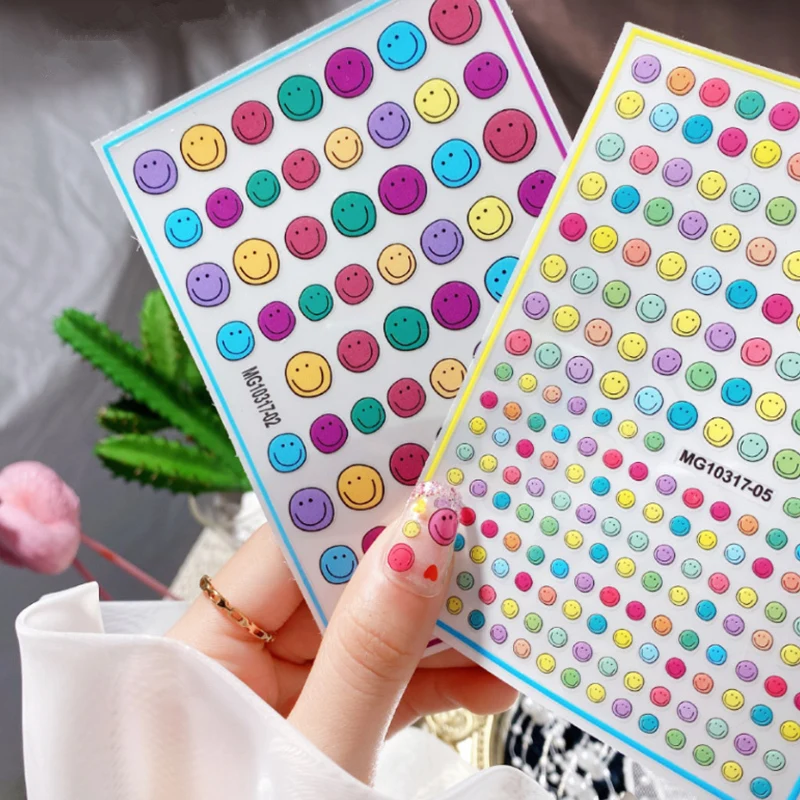 

1 sheet Smile Nail Art 3D Stickers Nail Decals for Nails Smiling Face Manicure Japanese Design DIY Happy Accessories