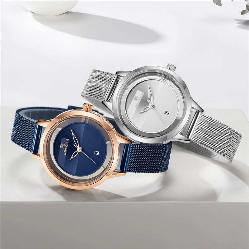 NAVIFORCE Top Luxury Fashion Casual Lady Watch Steel Mesh Quartz Women Dress Waterproof Clock Gift Relogio Feminino | Наручные часы