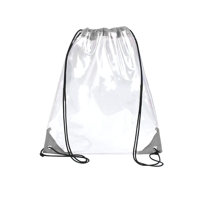 

New Transparent Drawstring Backpack School Tote Gym Bag Sport Pack M2EB