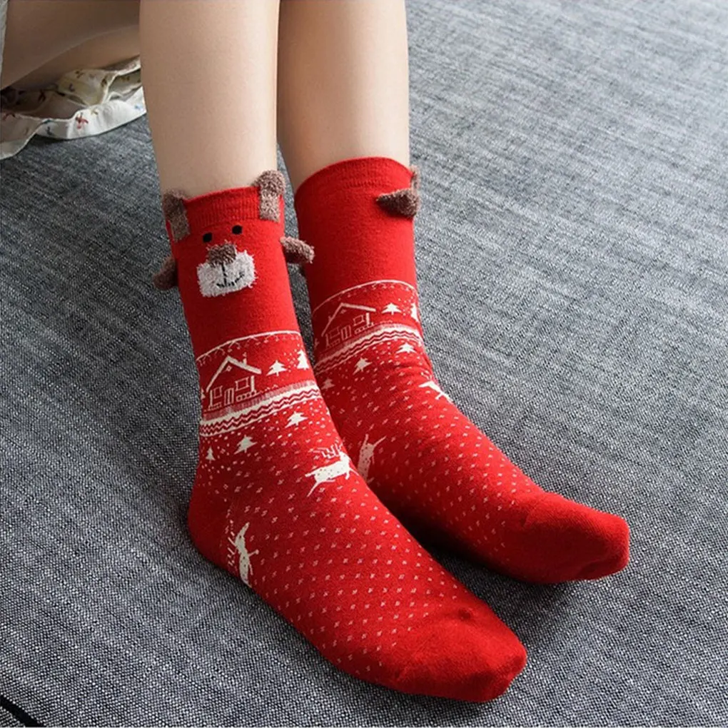 

1 Pair Women Socks Casual 2020 Christmas Socks Decoration For Home Merry Christmas Ornament Happy New Year 2021 Xmas Gifts