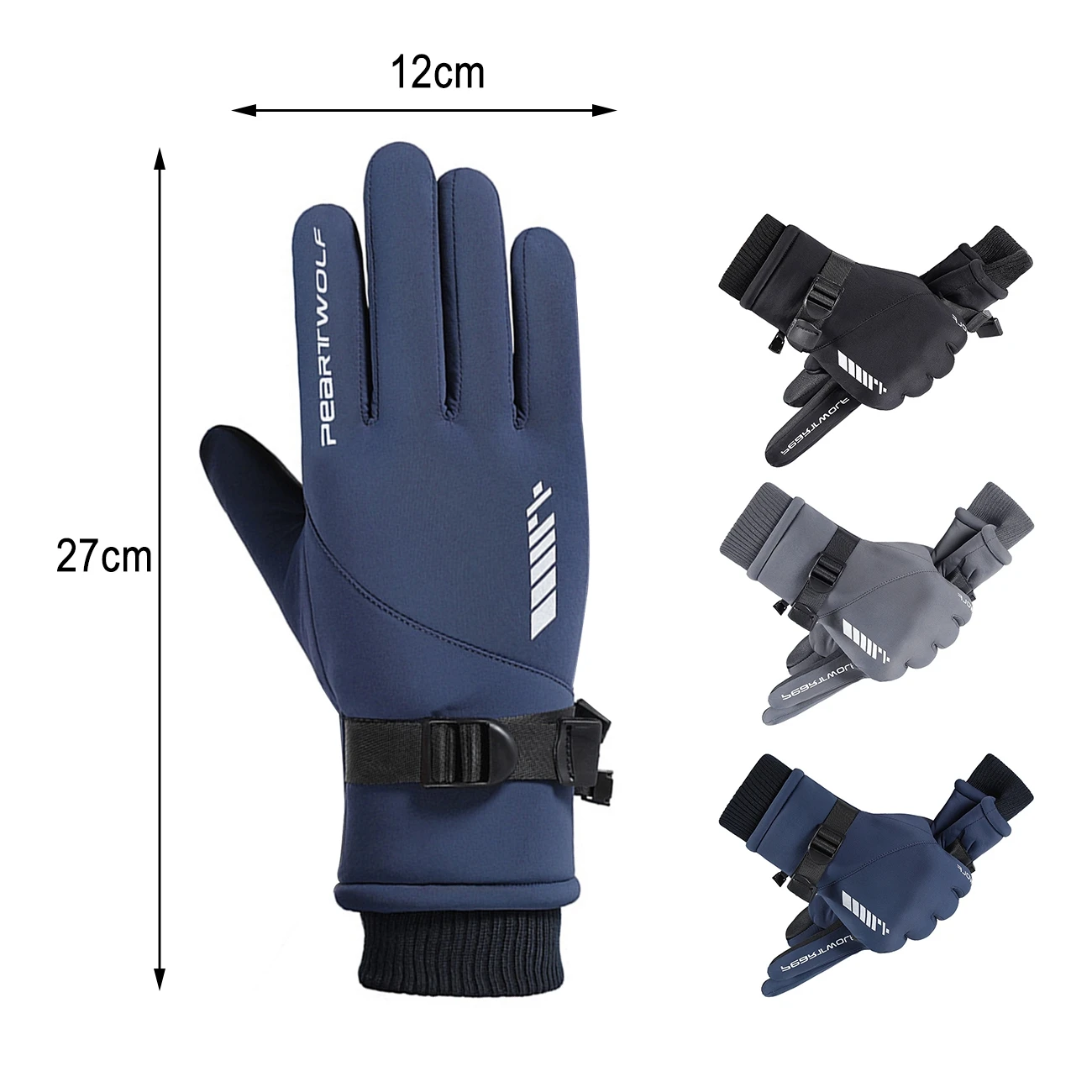 

1 Pair Touchscreen Winter Full Finger Warm Fleece Gloves Waterproof Gloves Cycling Running Hiking Skiing Outdoor Sports