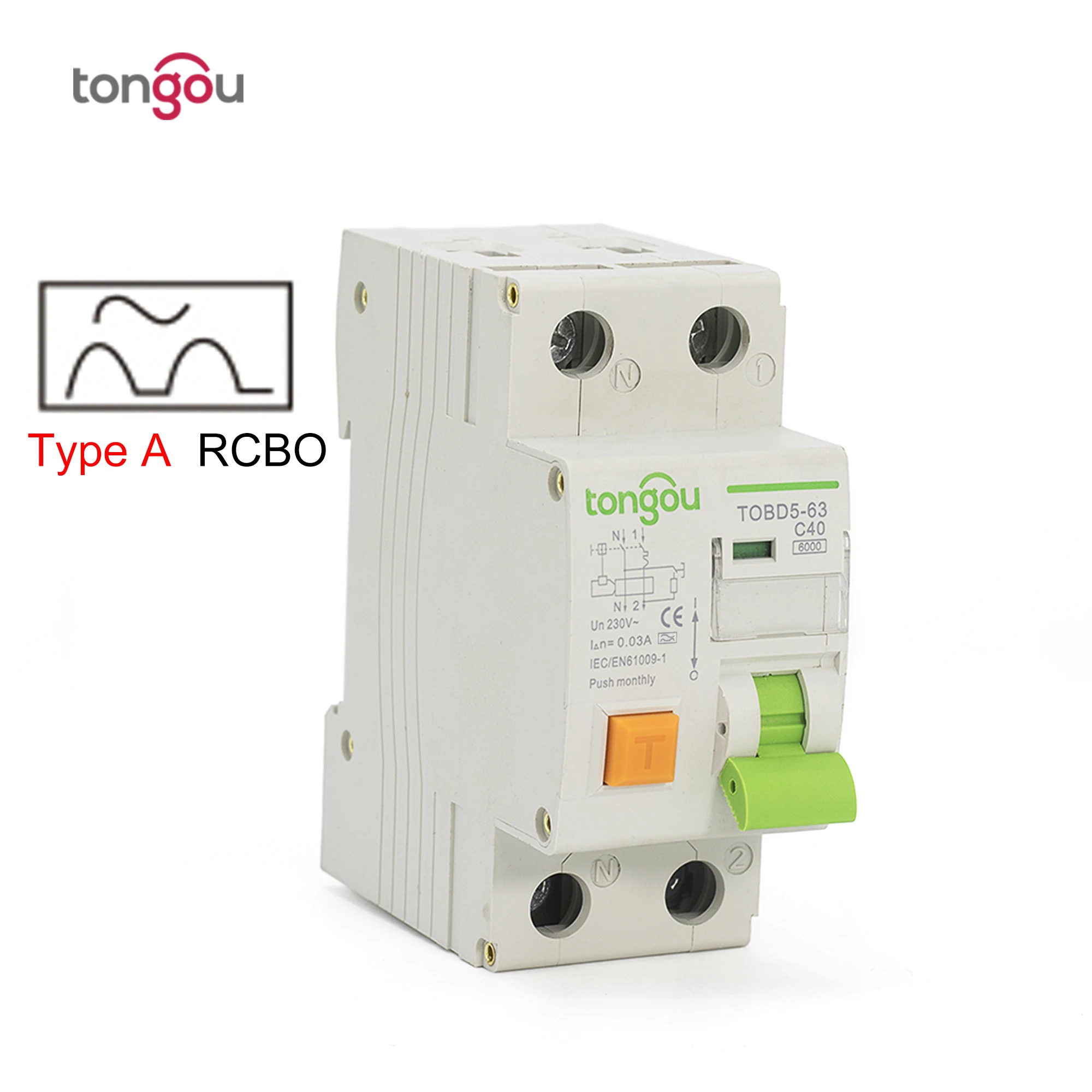 

Type A RCBO 6KA 1P+N 16A 25A 32A 40A Electromechanical Residual Current Circuit Breaker With Over Current and Leakage Protection