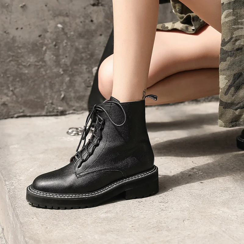 Ботинки martin в Корейском стиле женские ботинки на низком каблуке Новинка 2019 года