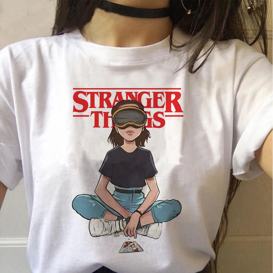 

Stranger Things 3 Women T shirt Funny Femme t-shirt Fashion Ulzzang Short Sleeve Casual Harajuku White tshirt