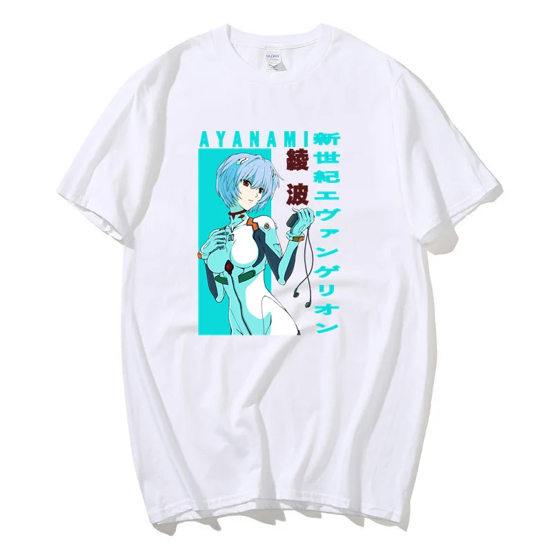 

Men Women Short Sleeve T-Shirt Oversized Cotton Casual Shirt Ayanami Evangelion Anime Style Hip-Hop Fashion Summer New 2021