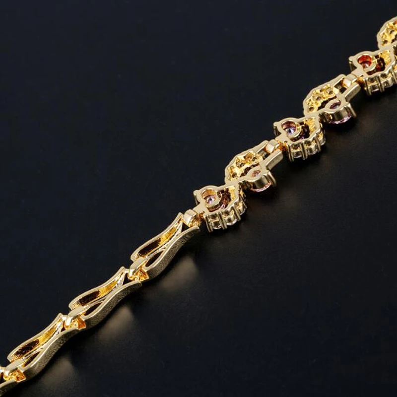 

New Autumn Colorful Style Gold Rainbow Zirconia Bracelet & bangle Women's Wave Bracelet Luxury chain Bracelet Jewelry