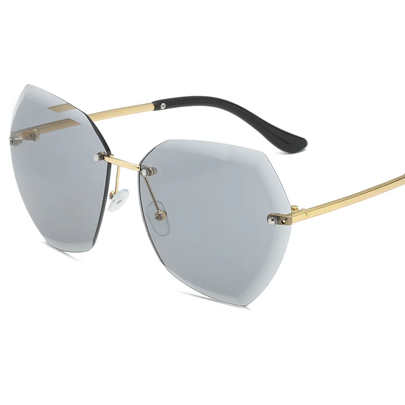 

2020Oversized Rimless Sunglasses Women Square Metal Frame Clear Lens Sun Glasses Vintage Brand Designer Sunglass Ladies LISM