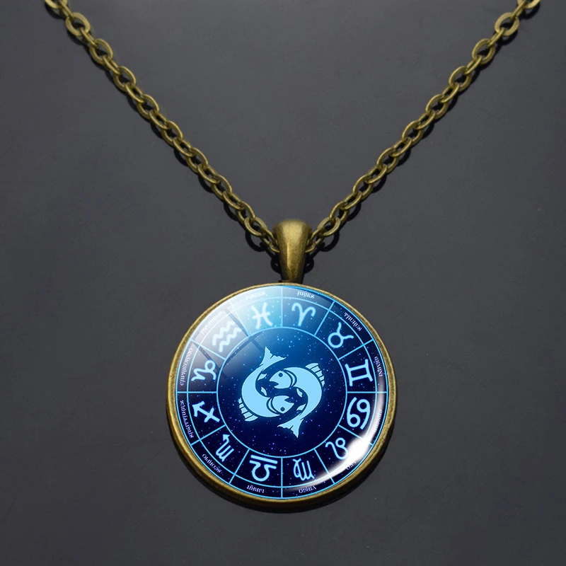 Винтажное 12 ожерелье зодиака Овен Телец Дева Козерога Стрелец Лев рыбы Водолей