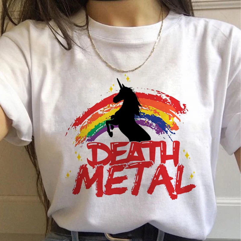 Единорог Kawaii Harajuku футболки женские милые Unicornio Ullzang мультфильм футболка 90s Забавный принт футболки с графическим изображением женские