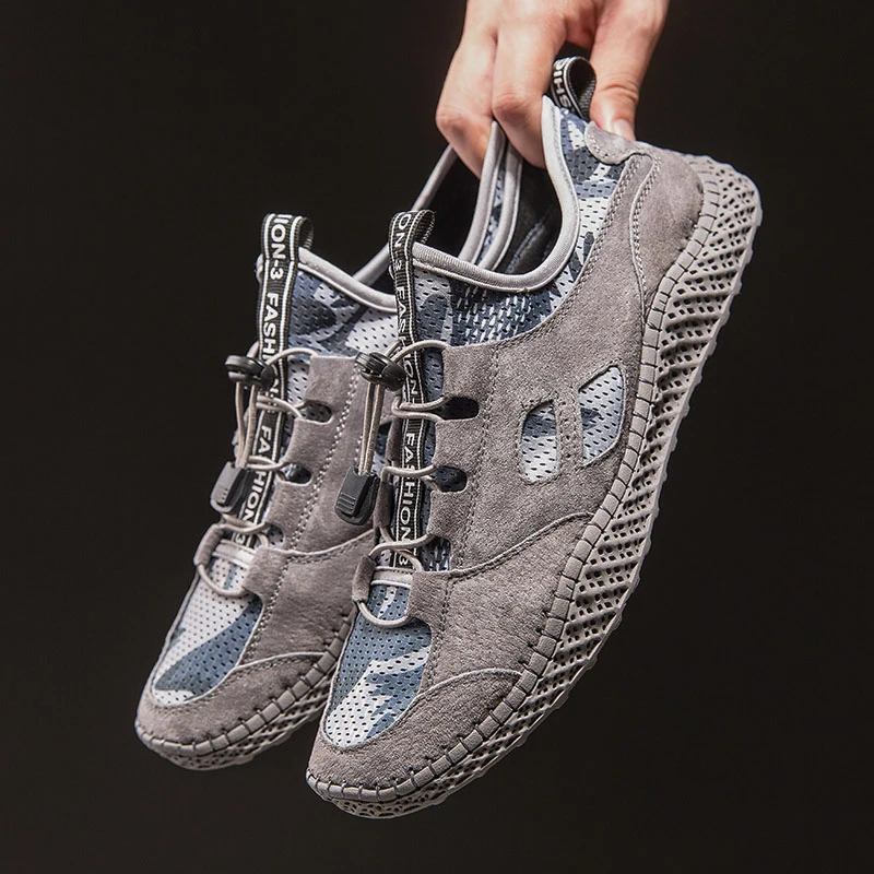 Мужские повседневные кожаные туфли с осьминога серые бежевые дышащие лоферы в