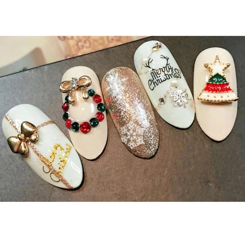 2019 Высокое качество оптовая продажа 12 шт рождественские украшения для ногтей DIY