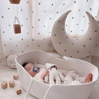 cotton rope woven baby hand moses basket folding car portable newborn sleeping bed outdoor travel cradle nest infant bassinet