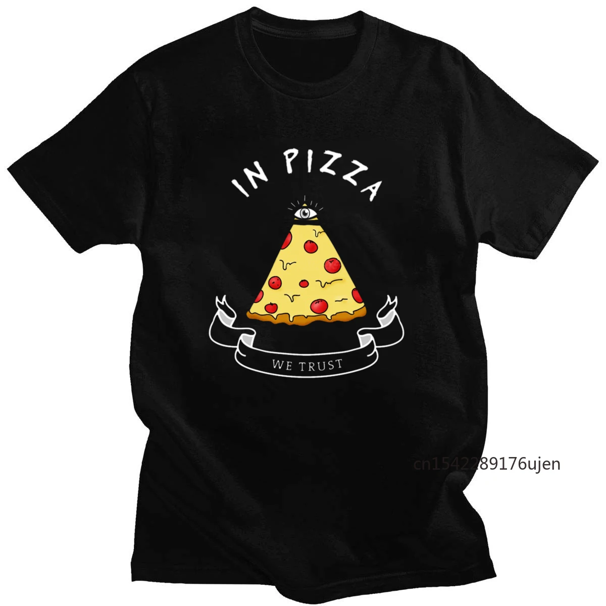 

2021 New Unisex Pizza Eyes Print Summer Short-Sleeved Daily Casual Simple Loose T-Shirt Round Neck Color