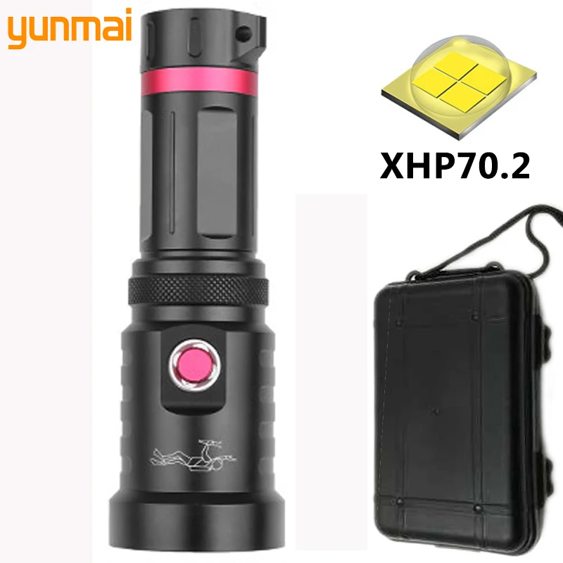 

XHP70.2 Diving Military-grade LED Flashlamp Waterproof 100 Meters Underwater Power Supply By 26650 18650 Battery Bulb Lantern