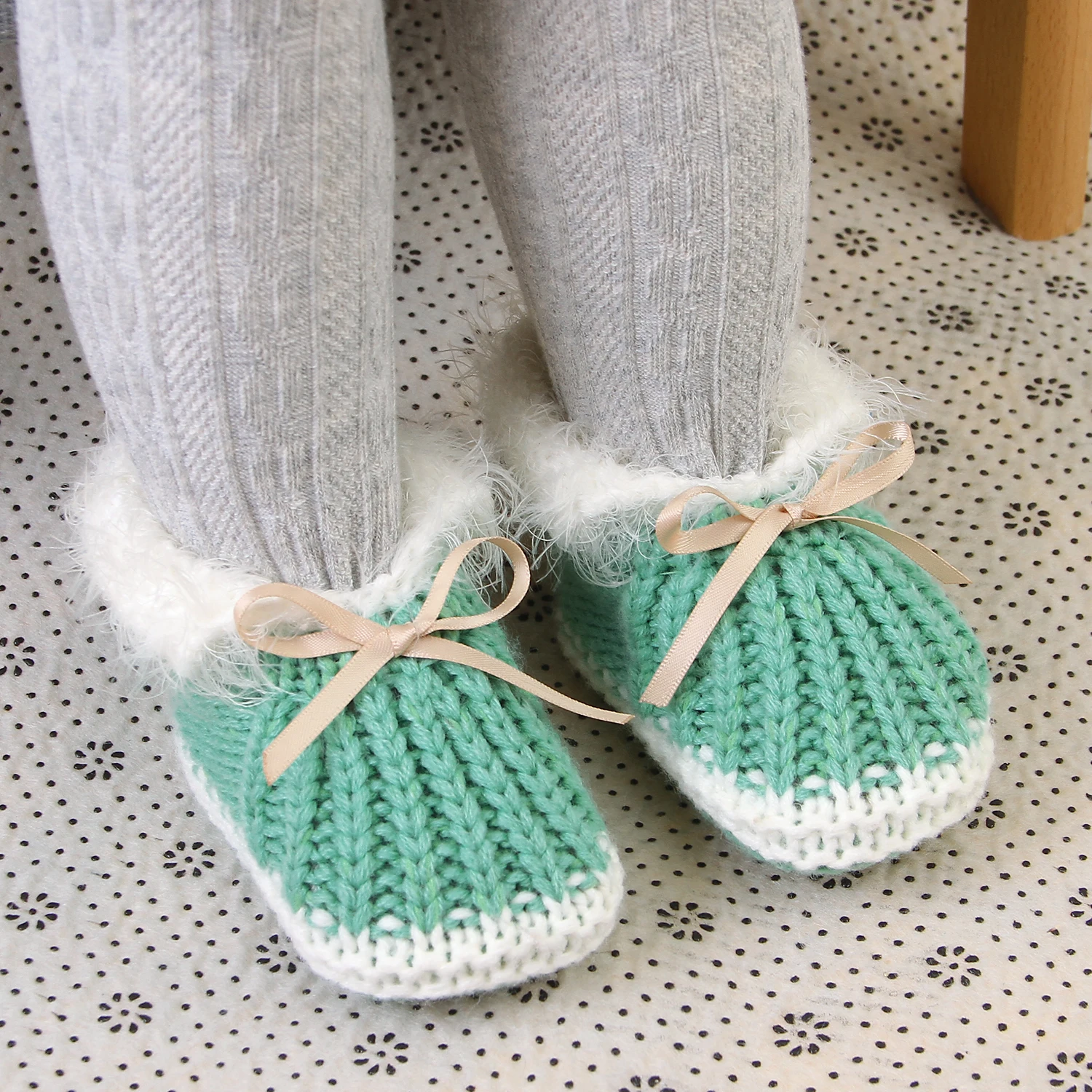 Теплые вязаные ботинки для новорожденных теплые малышей сезон осень-зима