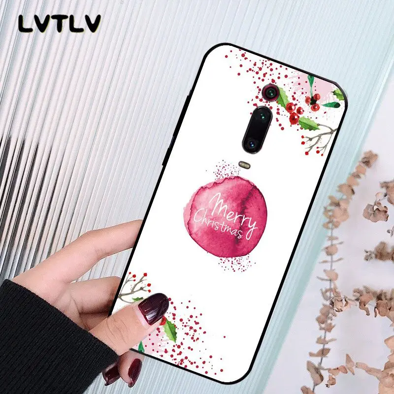 LVTLV Merry Christmas Gift Black TPU Soft Phone Cover for Xiaomi 8 9 se 5X Redmi 6pro 6A 4X 7 5plus note 5 |