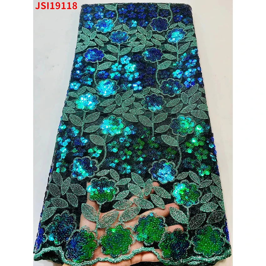 Low Price African French Lace Sewing Clothes Nigerian Quality ​Tulle Jacquard Sequins Party Dress 5 Yards/Lot JSI19118 | Дом и сад