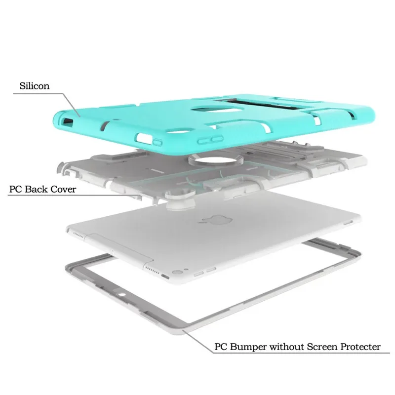 

Hybrid Armor Case For iPad Air 1/ipad5 9.7inch Kids Safe Shockproof Heavy Duty Silicone Rubber Hard stand Case Cover