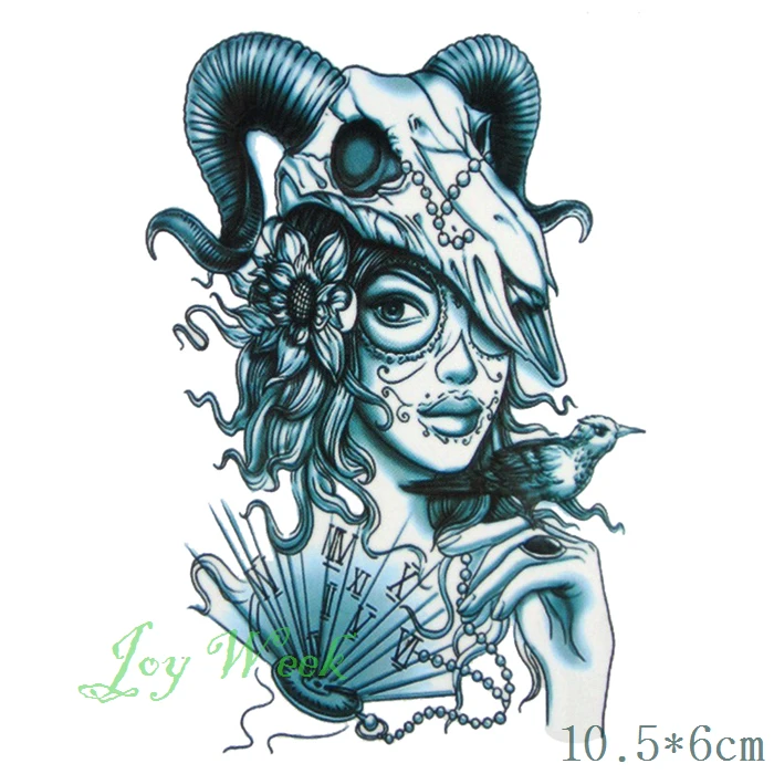 Водонепроницаемая Временная тату-наклейка портретная коза волшебница ведьма
