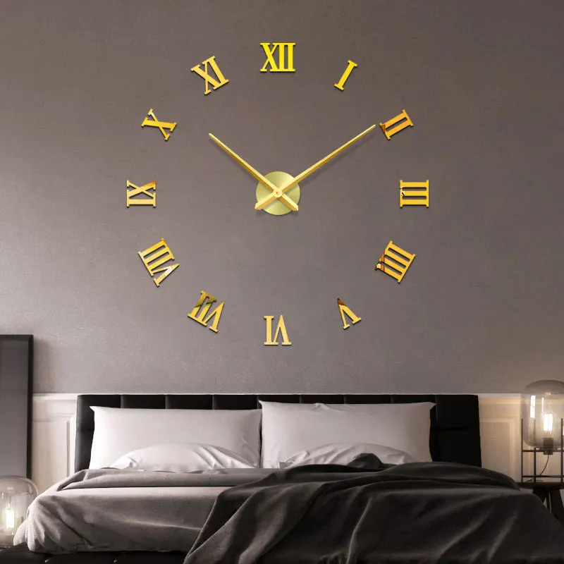 

Modern Design 3D Mirror Wall Clock Living Room Quartz Watch Wall Stickers DIY Home Decoration Clocks Sticker Reloj De Pared