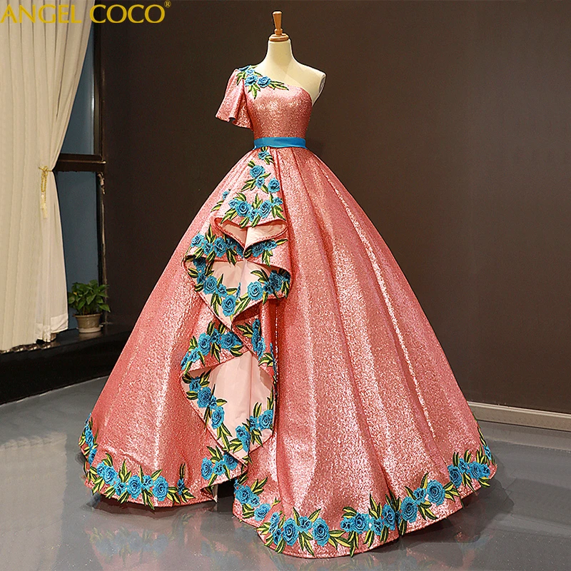 

Royal Luxury Evening Dresses Long Embroideries Robe De Soiree Abendkleider Evening Gowns One Shoulder Vestido De Noche Sukienki