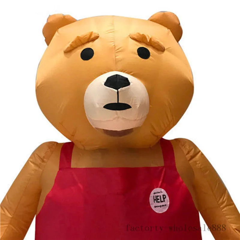 Надувной мужской костюм талисмана с коричневым медведем вечерние костюмы на
