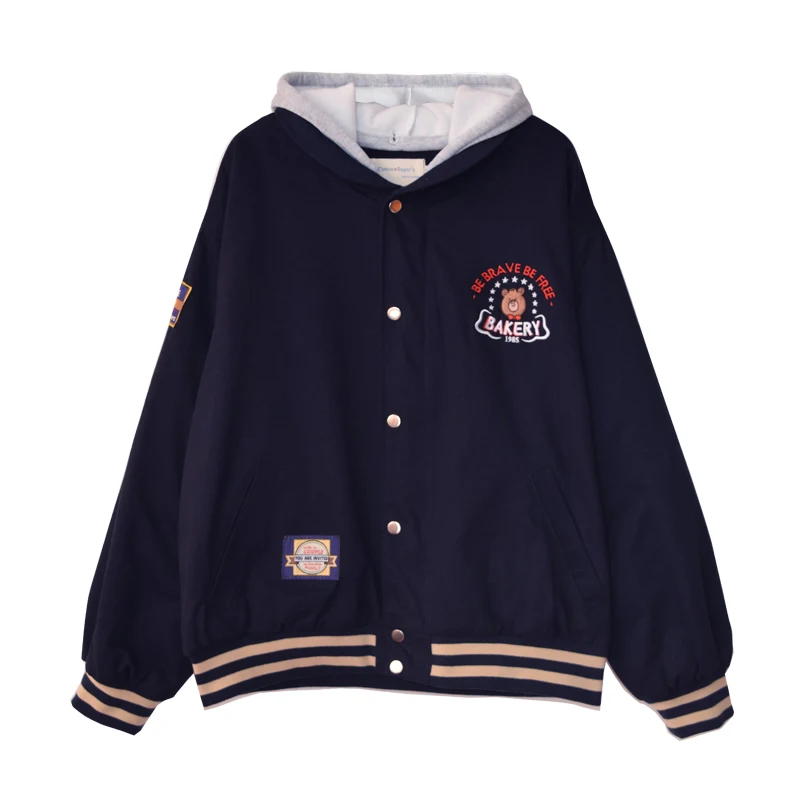 Повседневная Свободная Женская зимняя новая хлопковая куртка с вышивкой Милая