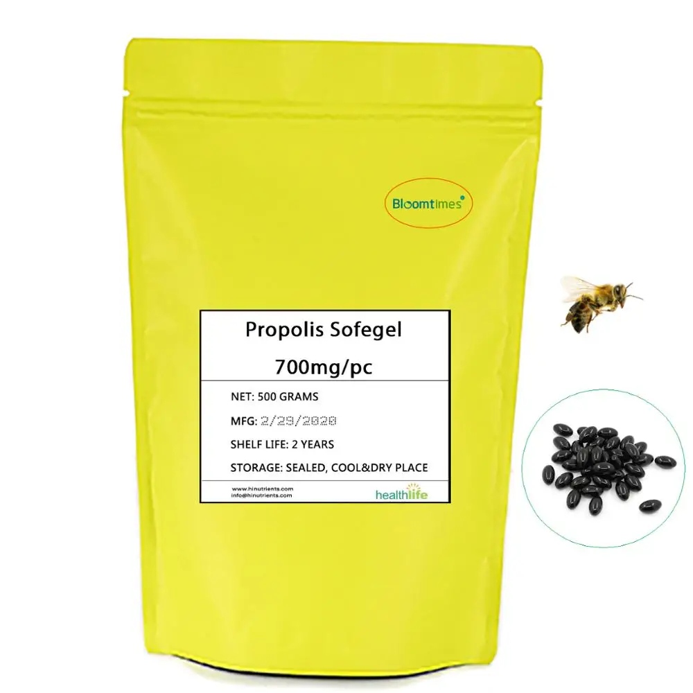 

Free Shipping Natural Propolis Softgel 500g/lot 700mg/capsule Purity>99%