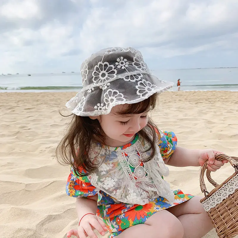 

Floppy Summer Hat Dress Lace Ladies Hat 2021 New Lace Hat For Women Parent-Child Soft Lace Flower Wide Brim Sun Hats