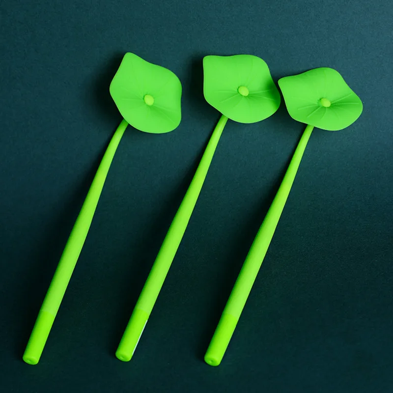 24PCS Lotus Leaf 0.5mm Black Gel Pens Student Creative Pen Kawaii School Supplies Stationery |