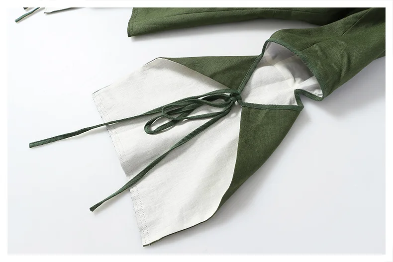 

New ladies suit jacket fashion retro linen olive green loose suit temperament casual mid-length coat size S-L