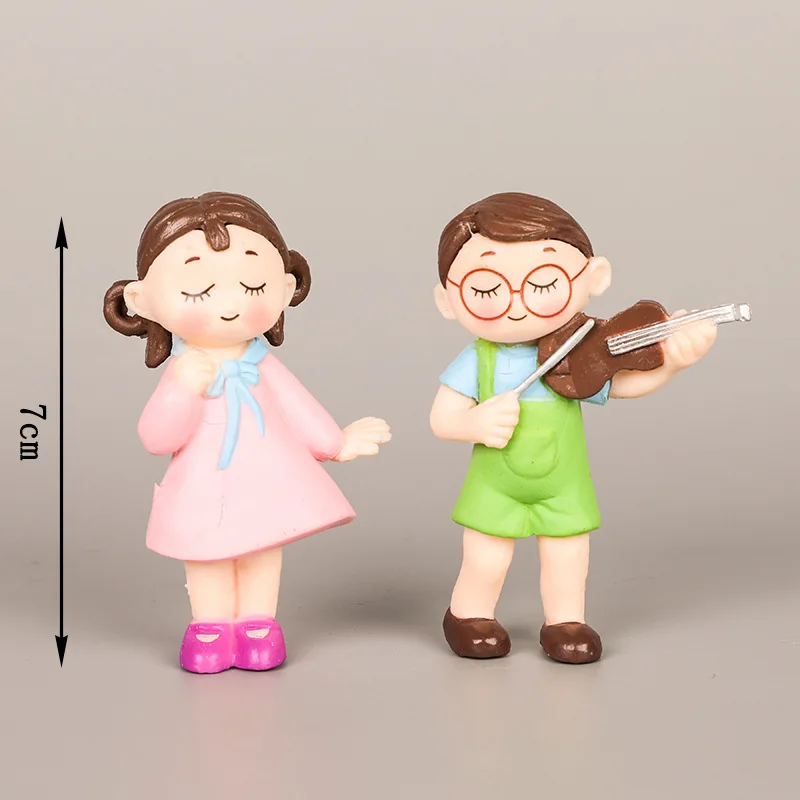 Украшение для торта счастливые детские статуи мальчиков и девочек 7 см ПВХ авто