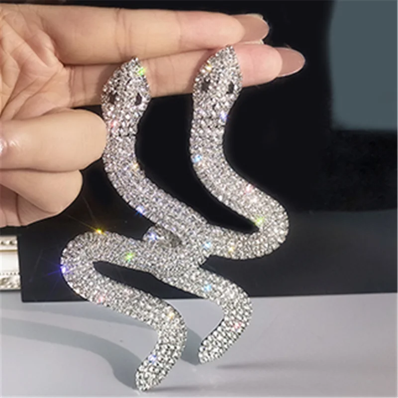 FYUAN геометрические Стразы висячие серьги крупные серьги в форме змеи с кристаллами для женщин эффектные ювелирные изделия