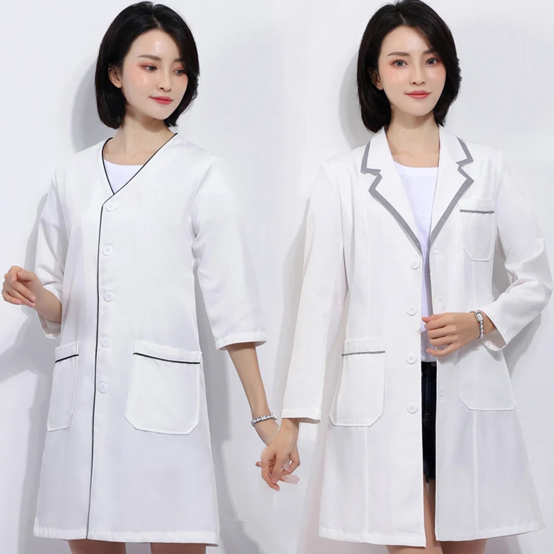 

New Solid color simple anti-wrinkle overalls long coat beauty salon work uniform spa uniform laboratory pet shop frosted overall