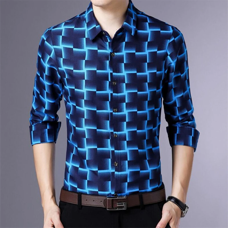 Рубашка мужская с длинным рукавом деловая повседневная одежда большие размеры 3XL