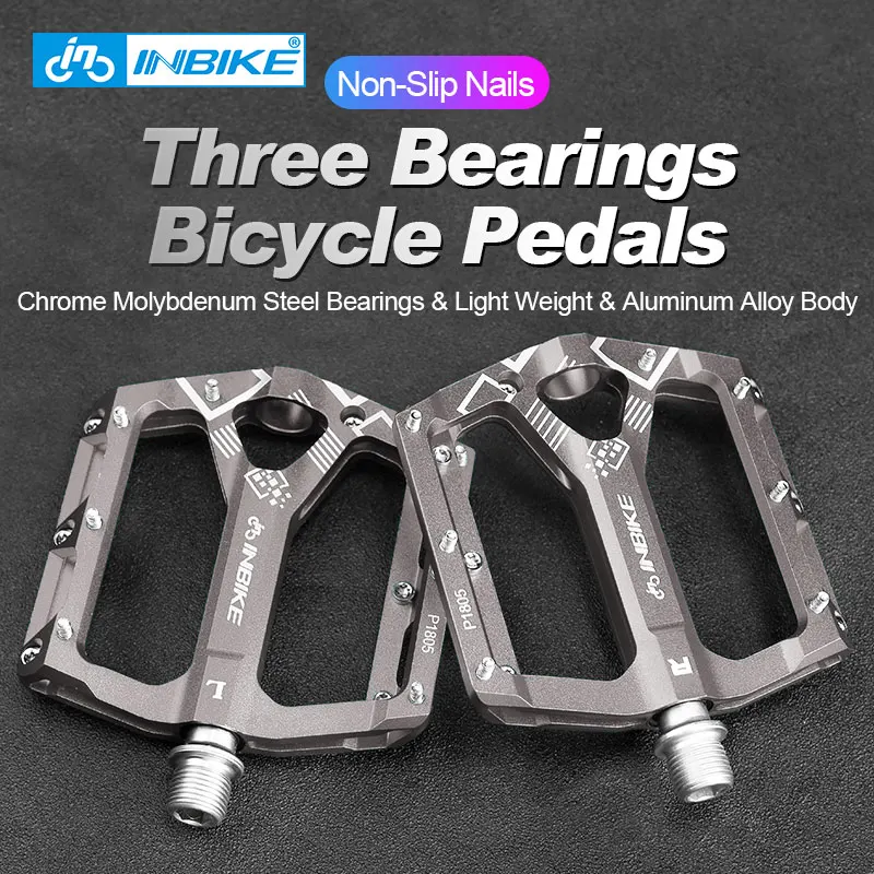 

INBIKE Aluminium Alloy MTB Bike Pedals Ultralight Sealed Bearings Bicycle Parts Accessories Flat BMX Road Cycling Pedal P1805