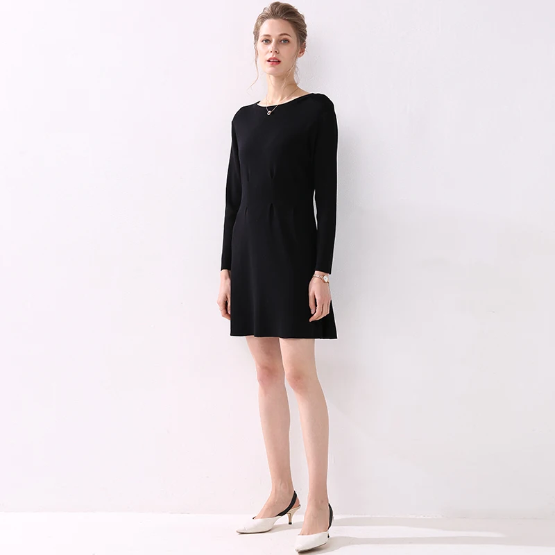 

O-neck long sweater dress solid mercerized cotton full csleeves sexy stylish female winter pullover spring dress