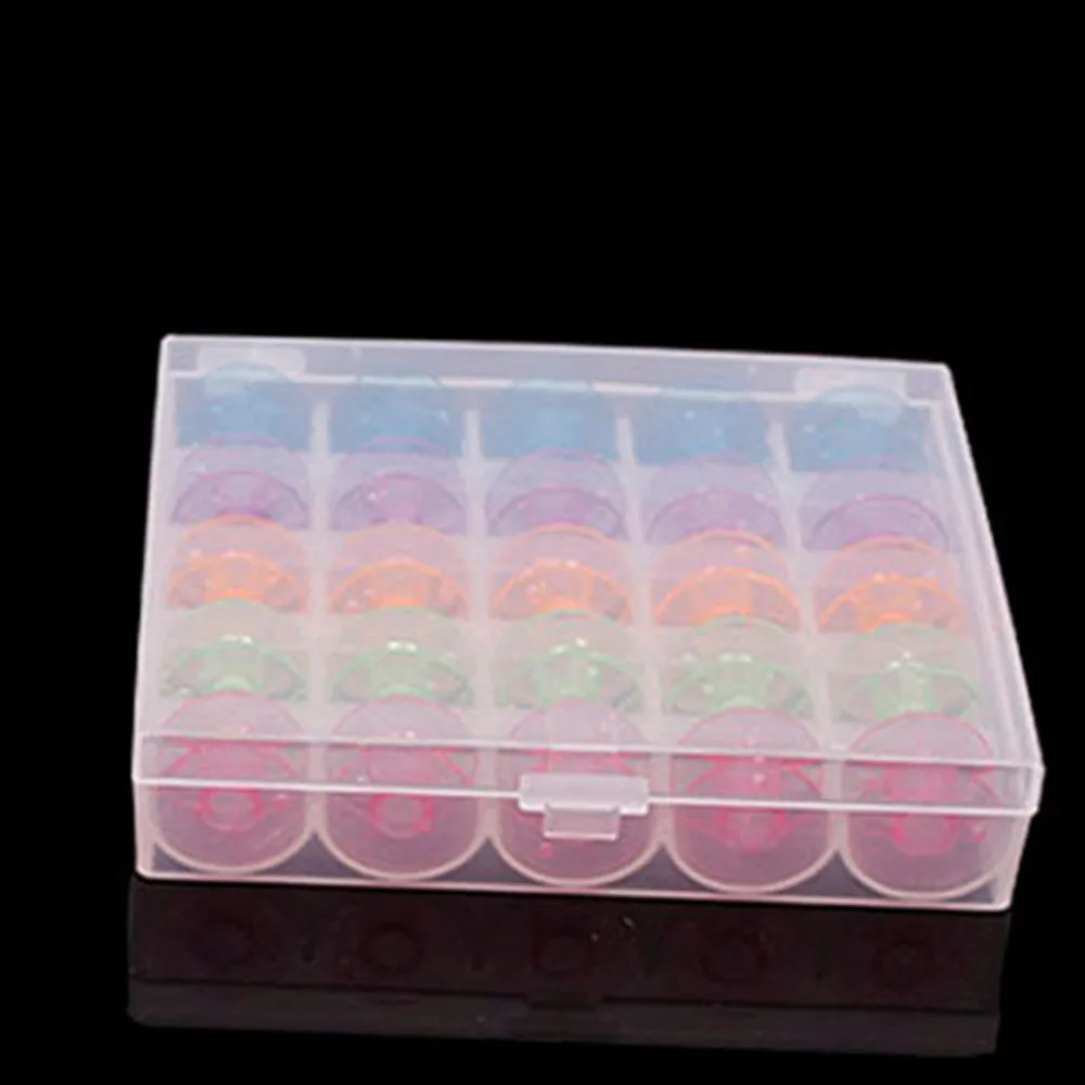 25 шт./компл. бобины коробка набор катушки для швейных машин красочные пластиковые