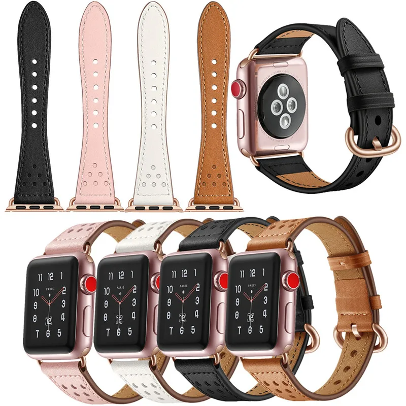 Ремешок из воловьей кожи для Apple Watch Band Series 5/4/3/2/1 42 мм 38 спортивный кожаный браслет