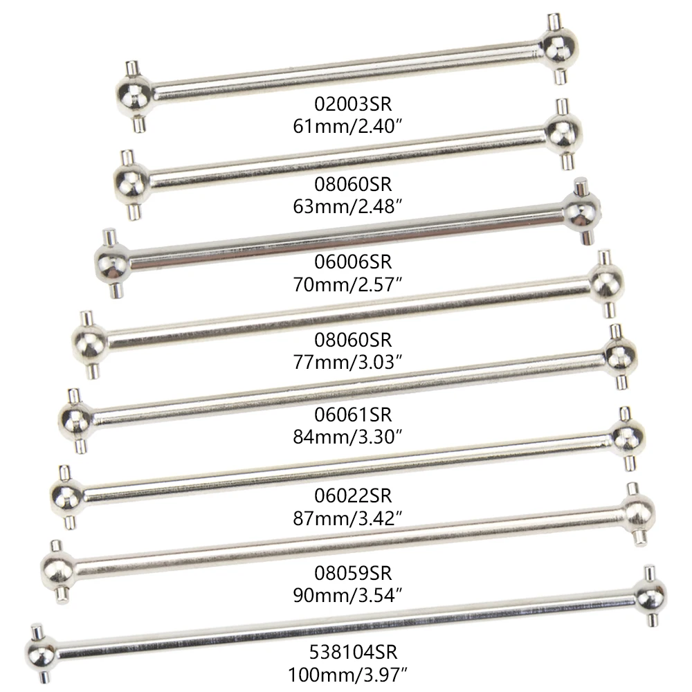 

2pcs Steel Metal 61mm 63mm 70mm 77mm 84mm 87mm 89.5mm 100mm RC Car Drive Shaft Dogbone Overall Length